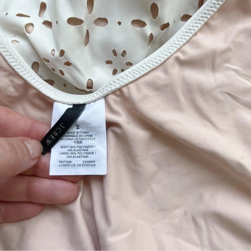 J. Crew Halter Laser Cut Eyelet One Piece Swimsuit sz. 2